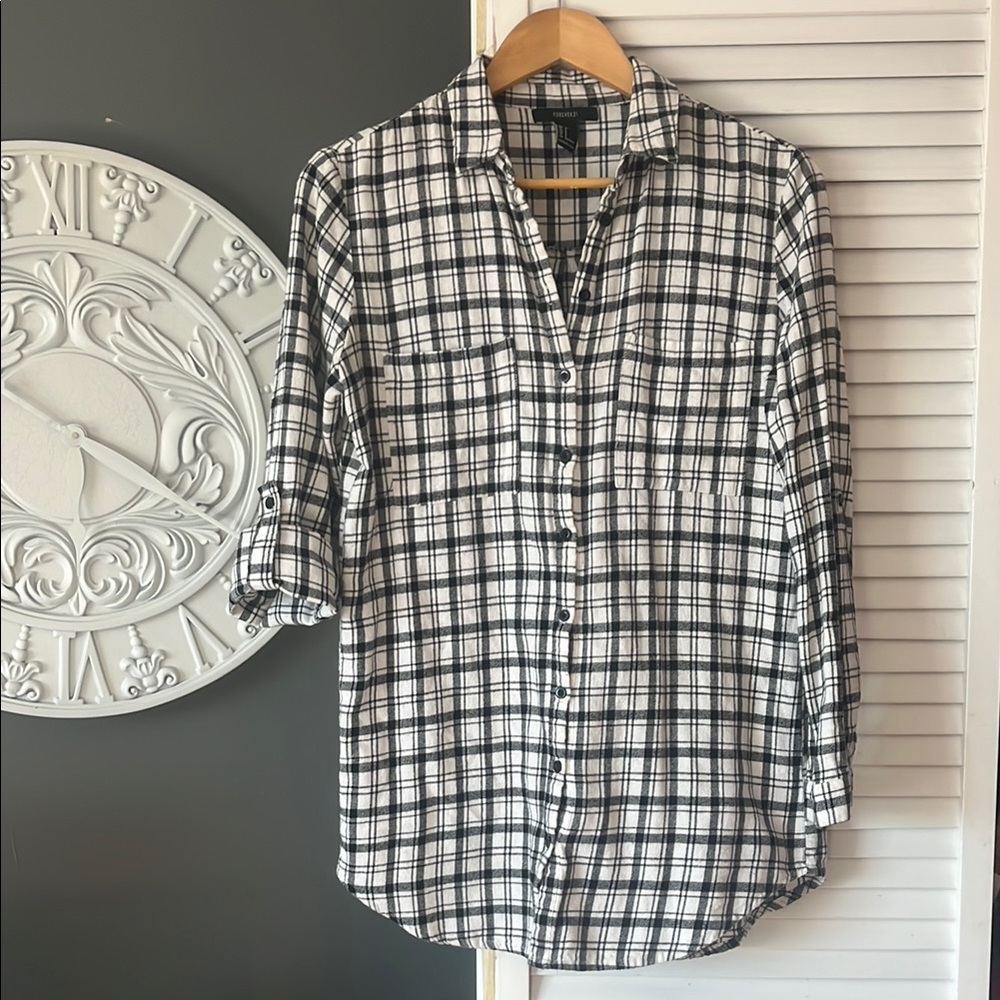 Plaid Button-Up Shirt